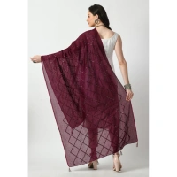 Women's Chanderi Self design Dupatta (Wine, Length: Free Size)