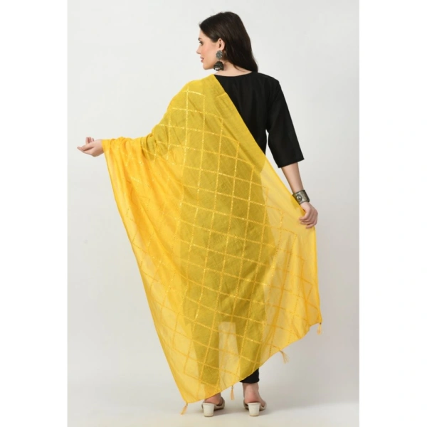 Women's Chanderi Self design Dupatta (Yellow, Length: Free Size)