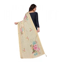 Shopnav Women's chanderi silk Printed Dupatta (Beige, Length: 2 Mtr)
