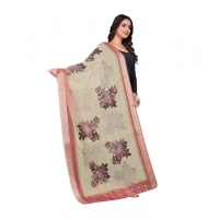 Shopnav Women's chanderi silk Printed Dupatta (Beige, Length: 2 Mtr)