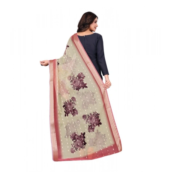 Shopnav Women's chanderi silk Printed Dupatta (Beige, Length: 2 Mtr)