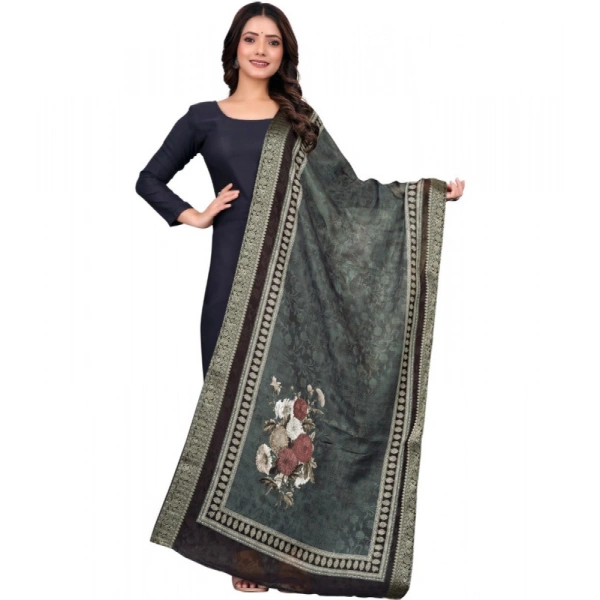 Shopnav Women's chanderi silk Printed Dupatta (Black, Length: 2 Mtr)