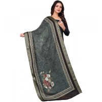 Shopnav Women's chanderi silk Printed Dupatta (Black, Length: 2 Mtr)
