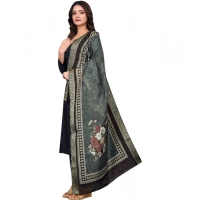 Shopnav Women's chanderi silk Printed Dupatta (Black, Length: 2 Mtr)