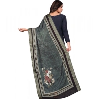 Shopnav Women's chanderi silk Printed Dupatta (Black, Length: 2 Mtr)