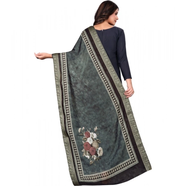 Shopnav Women's chanderi silk Printed Dupatta (Black, Length: 2 Mtr)