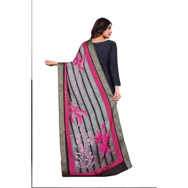 Shopnav Women's chanderi silk Printed Dupatta (Black, Length: 2 Mtr)