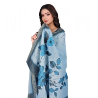 Shopnav Women's chanderi silk Printed Dupatta (Blue, Length: 2 Mtr)
