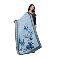 Shopnav Women's chanderi silk Printed Dupatta (Blue, Length: 2 Mtr)