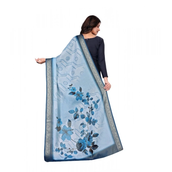 Shopnav Women's chanderi silk Printed Dupatta (Blue, Length: 2 Mtr)