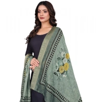 Shopnav Women's chanderi silk Printed Dupatta (Green, Length: 2 Mtr)