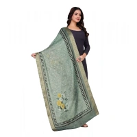 Shopnav Women's chanderi silk Printed Dupatta (Green, Length: 2 Mtr)