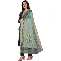 Shopnav Women's chanderi silk Printed Dupatta (Green, Length: 2 Mtr)