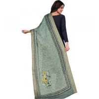 Shopnav Women's chanderi silk Printed Dupatta (Green, Length: 2 Mtr)