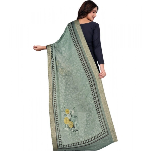 Shopnav Women's chanderi silk Printed Dupatta (Green, Length: 2 Mtr)