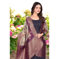 Shopnav Women's chanderi silk Printed Dupatta (Magenta, Length: 2 Mtr)