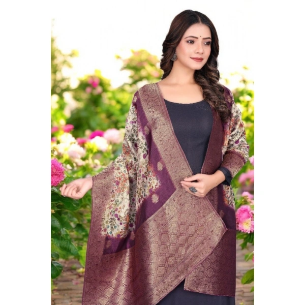 Shopnav Women's chanderi silk Printed Dupatta (Magenta, Length: 2 Mtr)