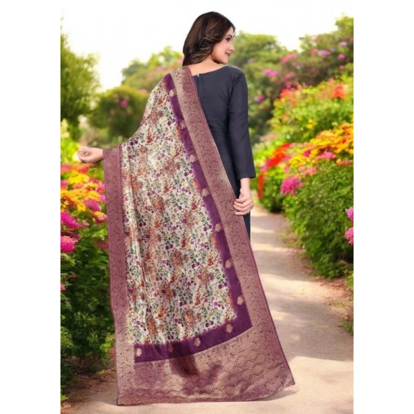 Shopnav Women's chanderi silk Printed Dupatta (Magenta, Length: 2 Mtr)