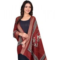 Shopnav Women's chanderi silk Printed Dupatta (Maroon, Length: 2 Mtr)