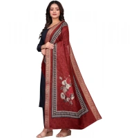 Shopnav Women's chanderi silk Printed Dupatta (Maroon, Length: 2 Mtr)