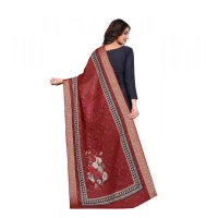 Shopnav Women's chanderi silk Printed Dupatta (Maroon, Length: 2 Mtr)