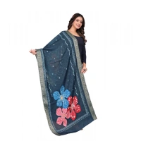 Shopnav Women's chanderi silk Printed Dupatta (Navy Blue, Length: 2 Mtr)