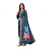 Shopnav Women's chanderi silk Printed Dupatta (Navy Blue, Length: 2 Mtr)