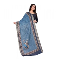 Shopnav Women's chanderi silk Printed Dupatta (Navy Blue, Length: 2 Mtr)
