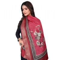 Shopnav Women's chanderi silk Printed Dupatta (Red, Length: 2 Mtr)
