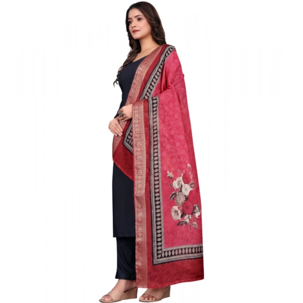 Shopnav Women's chanderi silk Printed Dupatta (Red, Length: 2 Mtr)