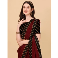 Women's Chiffon Self Design Saree With Unstitched Blouse 5.5Mtr (Red) - Red