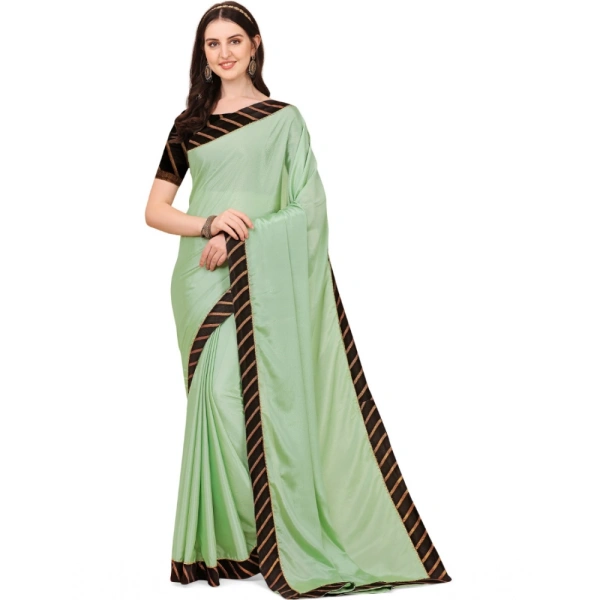Women's Chiffon Self Design Saree With Unstitched Blouse 5.5Mtr (Light Green) - Light Green