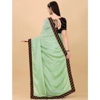 Women's Chiffon Self Design Saree With Unstitched Blouse 5.5Mtr (Light Green) - Light Green