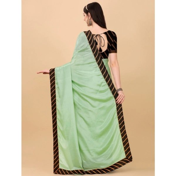 Women's Chiffon Self Design Saree With Unstitched Blouse 5.5Mtr (Light Green) - Light Green