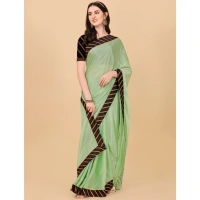 Women's Chiffon Self Design Saree With Unstitched Blouse 5.5Mtr (Light Green) - Light Green