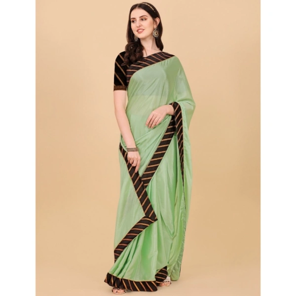 Women's Chiffon Self Design Saree With Unstitched Blouse 5.5Mtr (Light Green) - Light Green