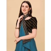 Women's Chiffon Self Design Saree With Unstitched Blouse 5.5Mtr (Blue) - Blue