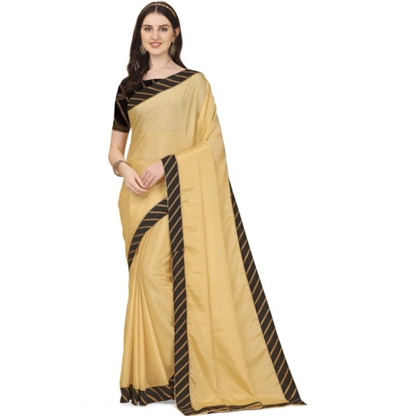 Women's Chiffon Self Design Saree With Unstitched Blouse 5.5Mtr (Yellow) - Yellow