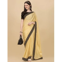 Women's Chiffon Self Design Saree With Unstitched Blouse 5.5Mtr (Yellow) - Yellow