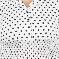 Generic Women's Cinched Waist White Dress (Color:WhiteMaterial:Poly Crepe) - White, 3/4th Sleeve, 6XL