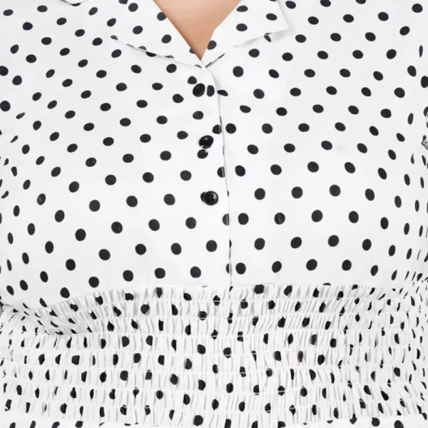 Generic Women's Cinched Waist White Dress (Color:WhiteMaterial:Poly Crepe) - White, 3/4th Sleeve, 6XL