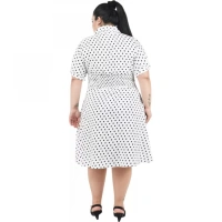 Generic Women's Cinched Waist White Dress (Color:WhiteMaterial:Poly Crepe) - White, 3/4th Sleeve, 6XL