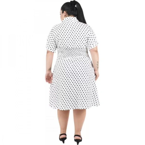 Generic Women's Cinched Waist White Dress (Color:WhiteMaterial:Poly Crepe) - White, 3/4th Sleeve, 6XL