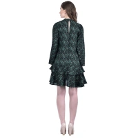 Women's Cotton Blend Floral Full Sleeves Dress (Green) - L, 0.35, Green
