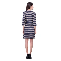 Women's Cotton Blend Solid 3-4 Sleeve Dress (Blue) - 2XL, 0.35, Blue