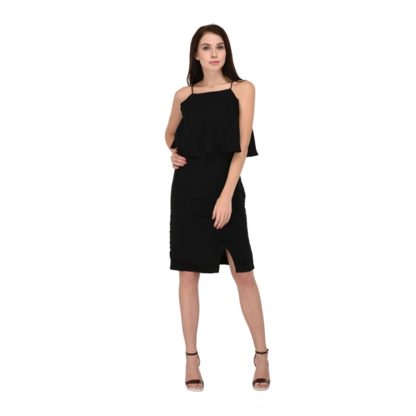 Women's Cotton Blend Solid Sleeveless Dress (Black) - 2XL, 0.35, Black