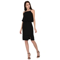 Women's Cotton Blend Solid Sleeveless Dress (Black) - 2XL, 0.35, Black