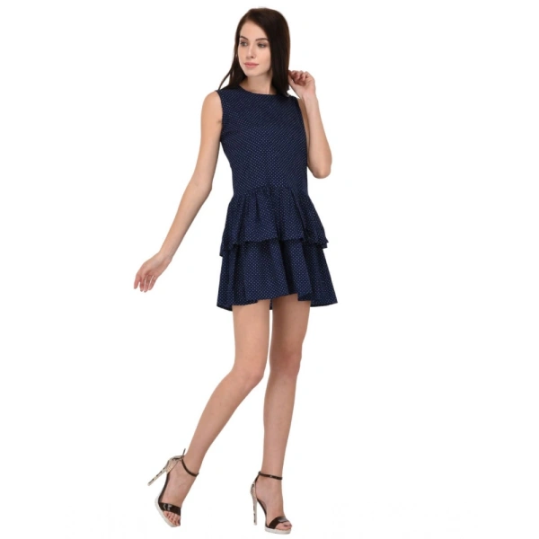 Women's Cotton Blend Solid Sleeveless Dress (Blue) - L, 0.35, Blue