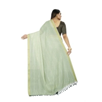 Women's Cotton Blend Solid/Plain Saree With Unstitched Blouse 5.5Mtr (Green) - Green