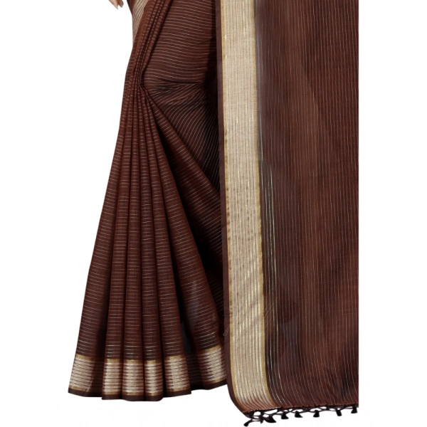 Women's Cotton Blend Solid/Plain Saree With Unstitched Blouse 5.5Mtr (Magenta) - Magenta